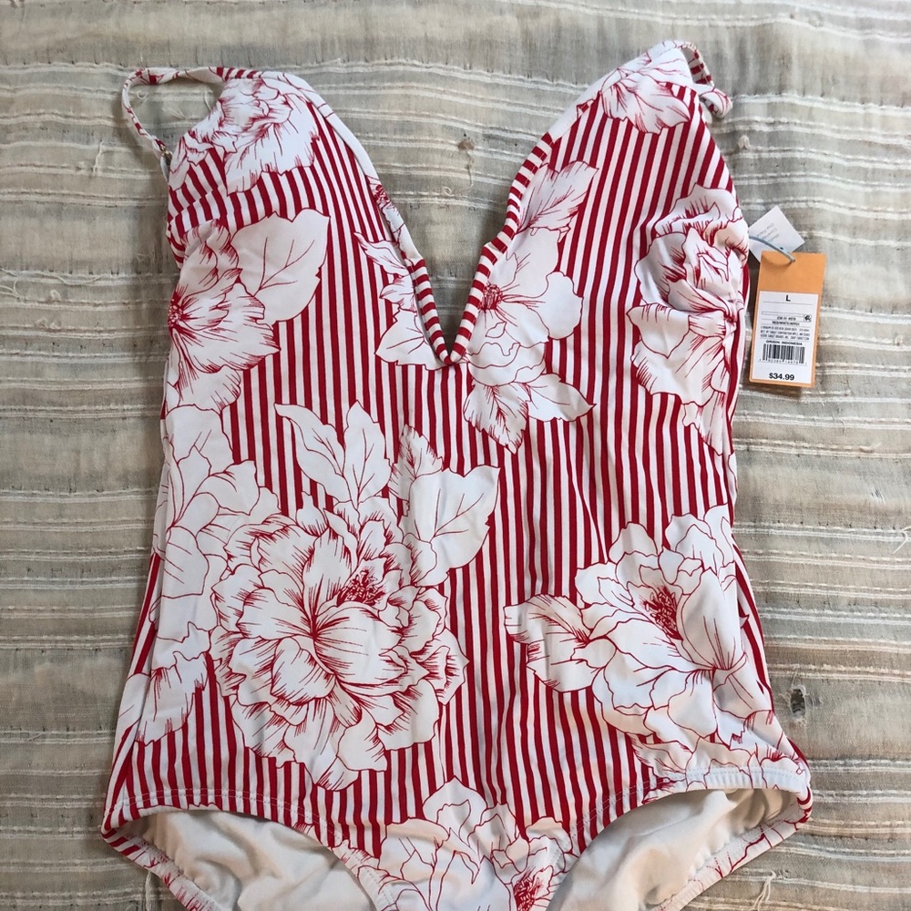 One piece red and white swimsuit **new with tags**